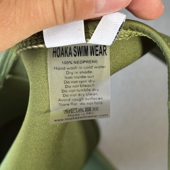 Hoaka Bikini Set Two Pieces Army Green Size M Top Bottom Summer Neoprene Beach - Picture 14 of 15